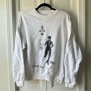 ANINE BING RAMONA SWEATSHIRT DAVID BOWIE WHITE SIZE S